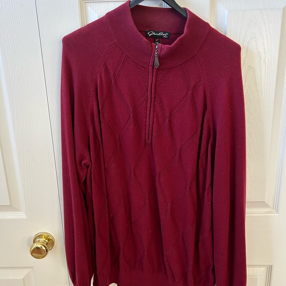 Men’s “Glen Echo” Golf sweater with long sleeves, XL maroon w/ Zip 1/3 front. - Picture 3 of 7